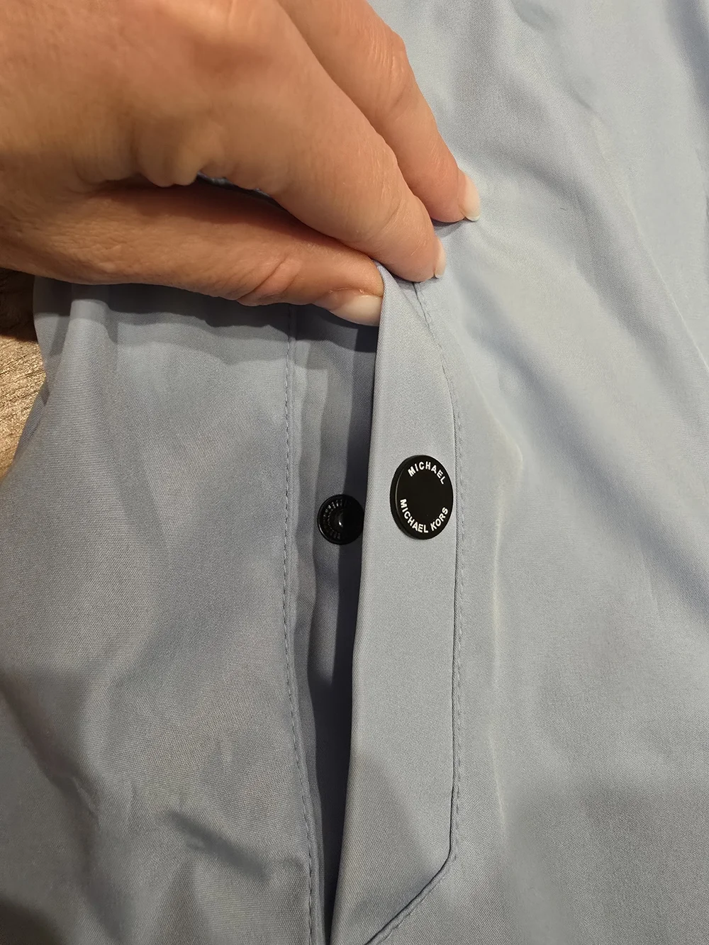 Michael Kors Light Blue Hooded Rain Jacket